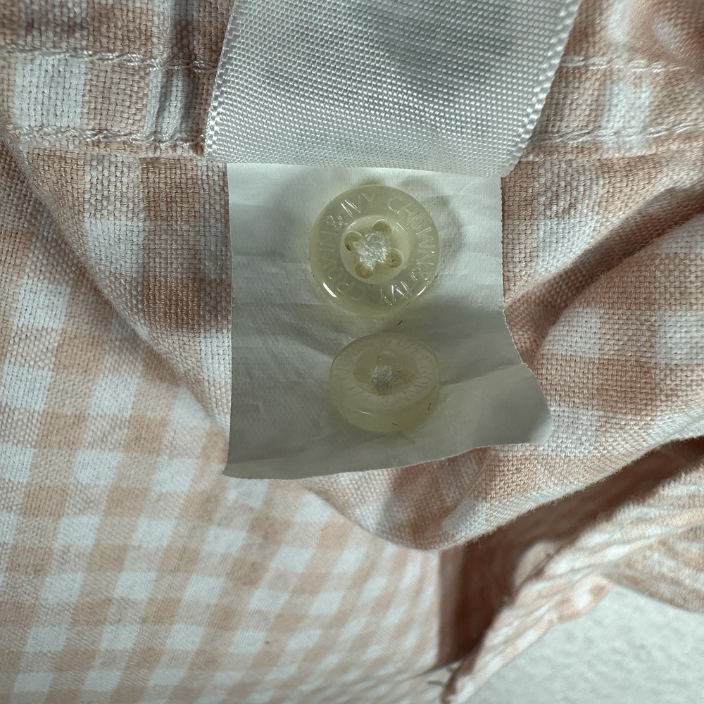 Crown & Ivy Mens Large Peach Gingham Button Down LS Shirt Classic Fit Cotton - Picture 5 of 8